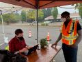 Jeremy Van Keuren (l) talking with Luke Williams.