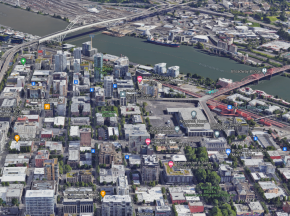 Overhead view of the Pearl District.