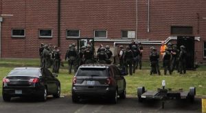 Police officers in SERT training at the Jerome Sears Facility.