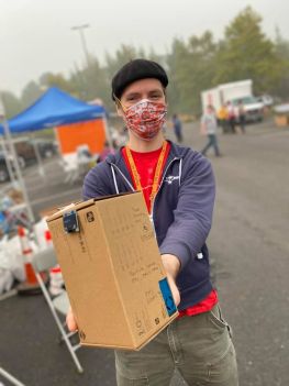 Kenny McElroy and his homemade air quality monitor, which we used at the command post.