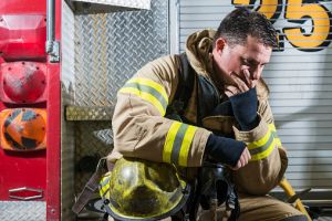 This firefighter is sad because the NETs left his classroom a mess and his captain detailed him to clean it up.