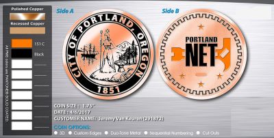 Proof specs of the NET Task Book Challenge Coin.